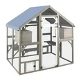 PETSCOSSET PET03 Catio Cat Enclosure Outdoor Cat Catio Large Cat Run with Bridges,Grey