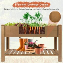 Alternative view of PETSCOSSET GF29 46.65''L Raised Garden Bed Wooden Elevated Planter Box with Legs, Shelf, Brown