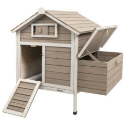 PETSCOSSET PET25 Chicken Coop with Nesting Box, with Ramp Outdoor Poultry Cage with Pull Out Tray,Grey