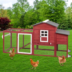 Alternative view of PETSCOSSET PET21W 78.7" Chicken Coop with Run Large Wooden Chicken House with Wheels, Combinable, Red