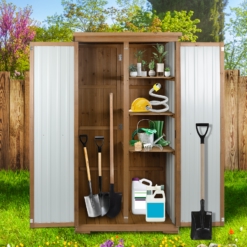 Alternative view of PETSCOSSET GF32 17"L Outdoor Storage Shed, Storage Cabinet, Brown